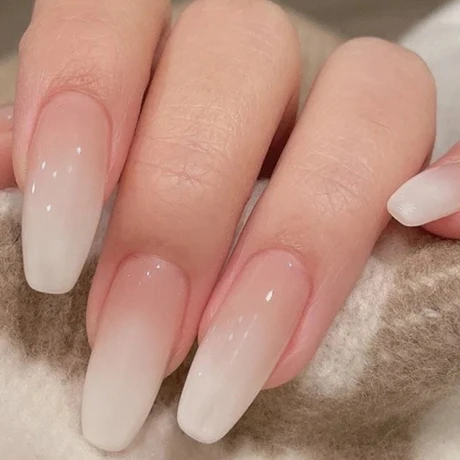 24 stuks korte vierkante nepnagels druk ons naakt roze acryl nagel effen wit gradiënt kunstnagels minimalistische ombre druk op nagels