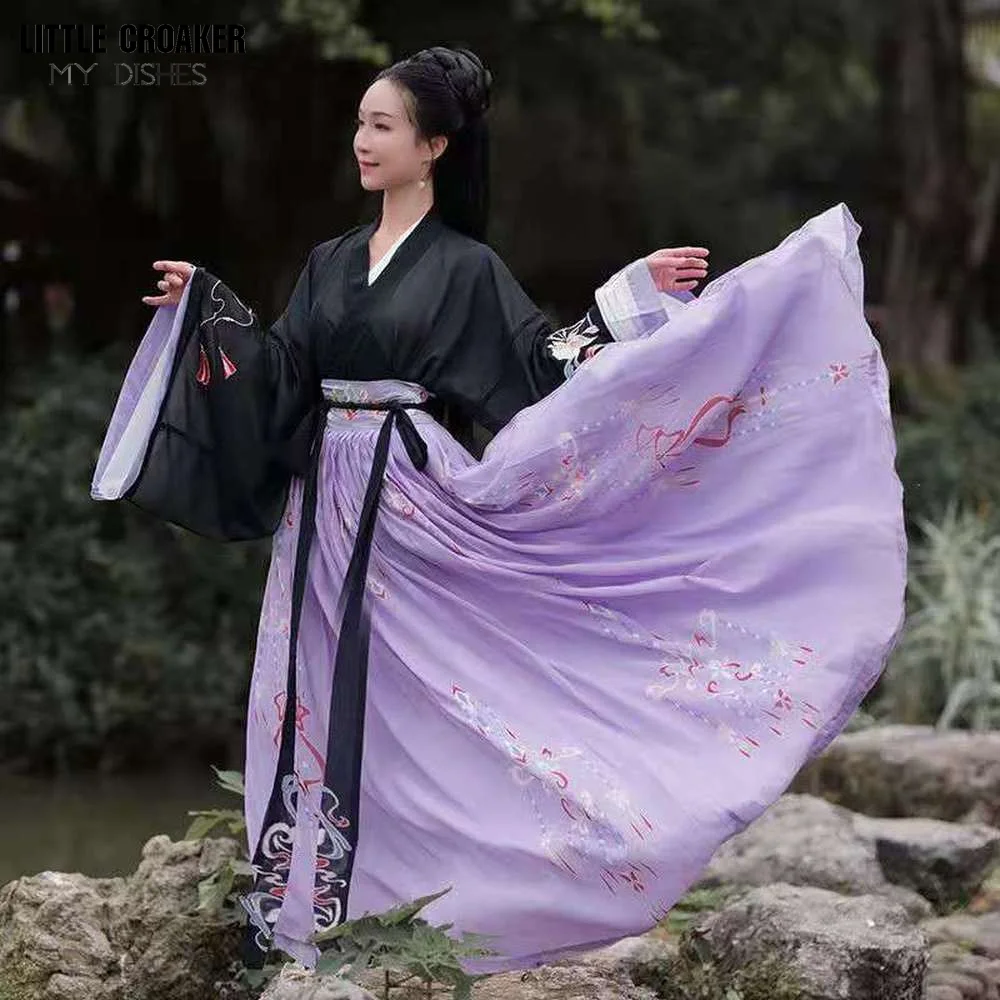 Gaun Wanita Dinasti Han Kuno Gaun Putri Oriental Pakaian Tari Tang Elegan Wanita Kostum Cosplay Hanfu Tradisional Tiongkok