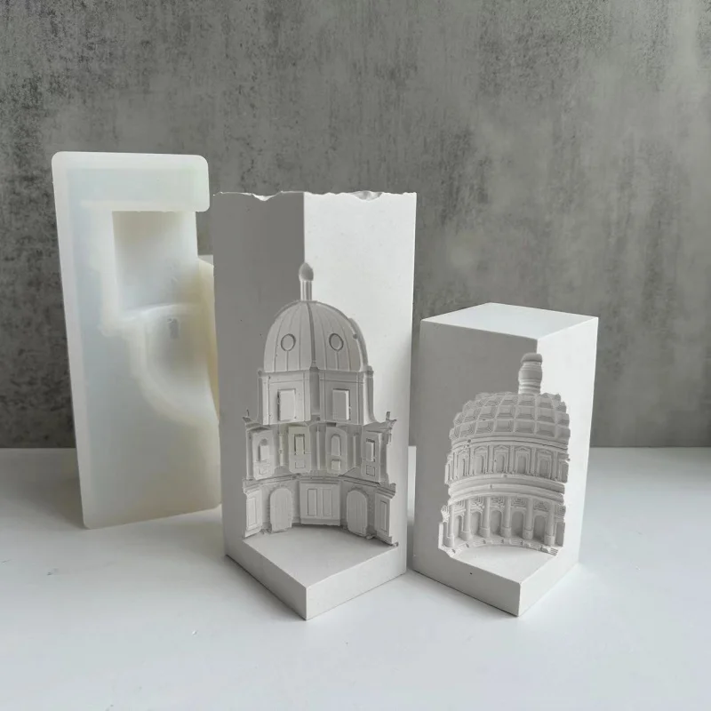 DIY Temple Cathedral Building Plaster Ornament Silicone Mold Aromatherapy Plaster Mold Resin Decoration Gift