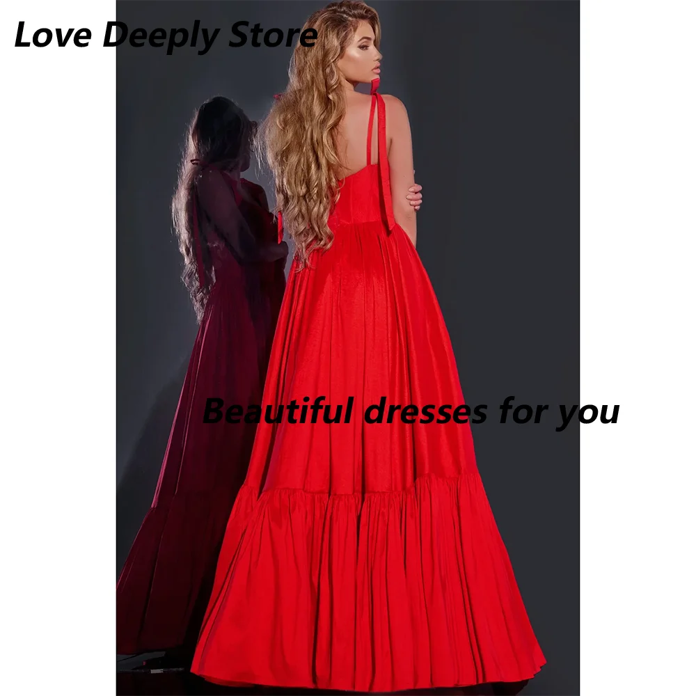 Customized Red Spaghetti Straps Women Evening Dresses Sweetheart Girls Birthday Party Long Formal Prom Gowns for Homecoming