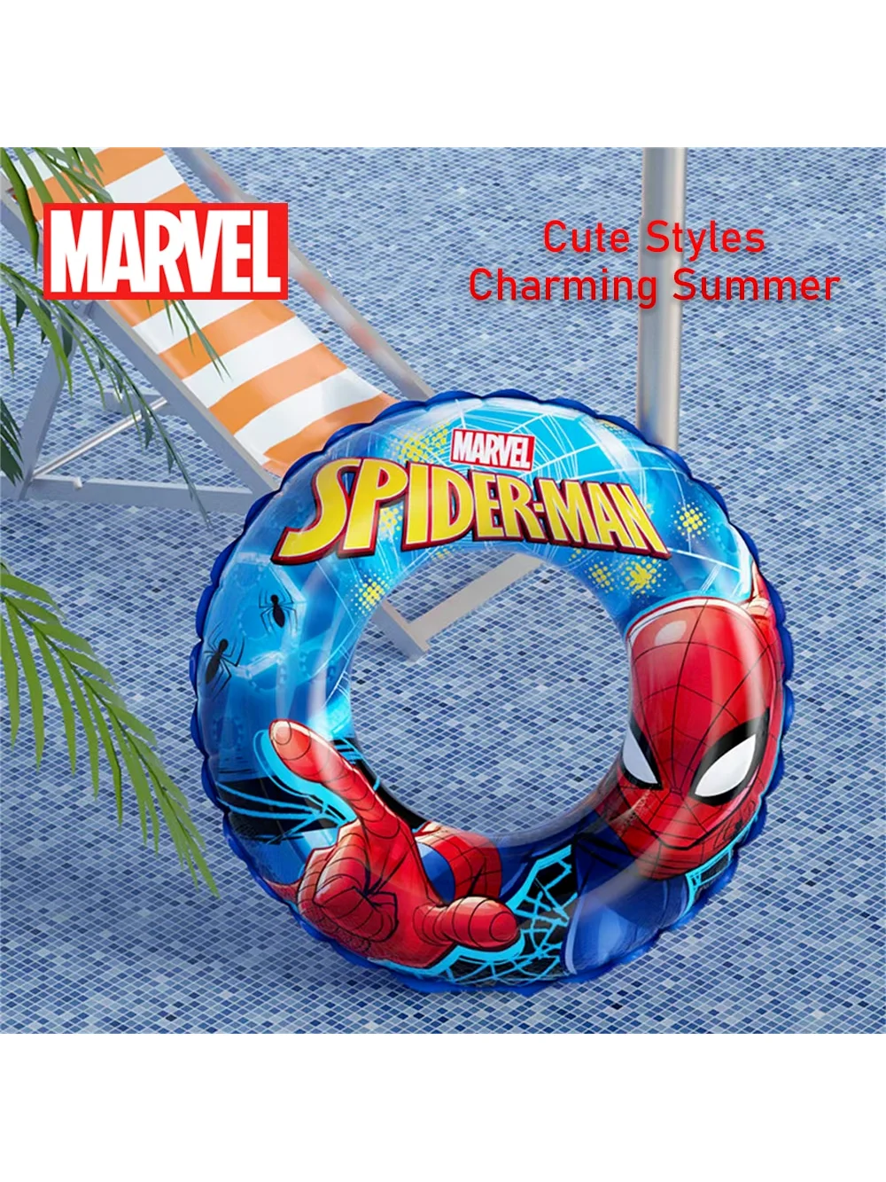 

1 шт., официально лицензированный круг для плавания «Человек-паук» Marvel, прочный надувной поплавок для пляжных поездок и плавания в отпуске