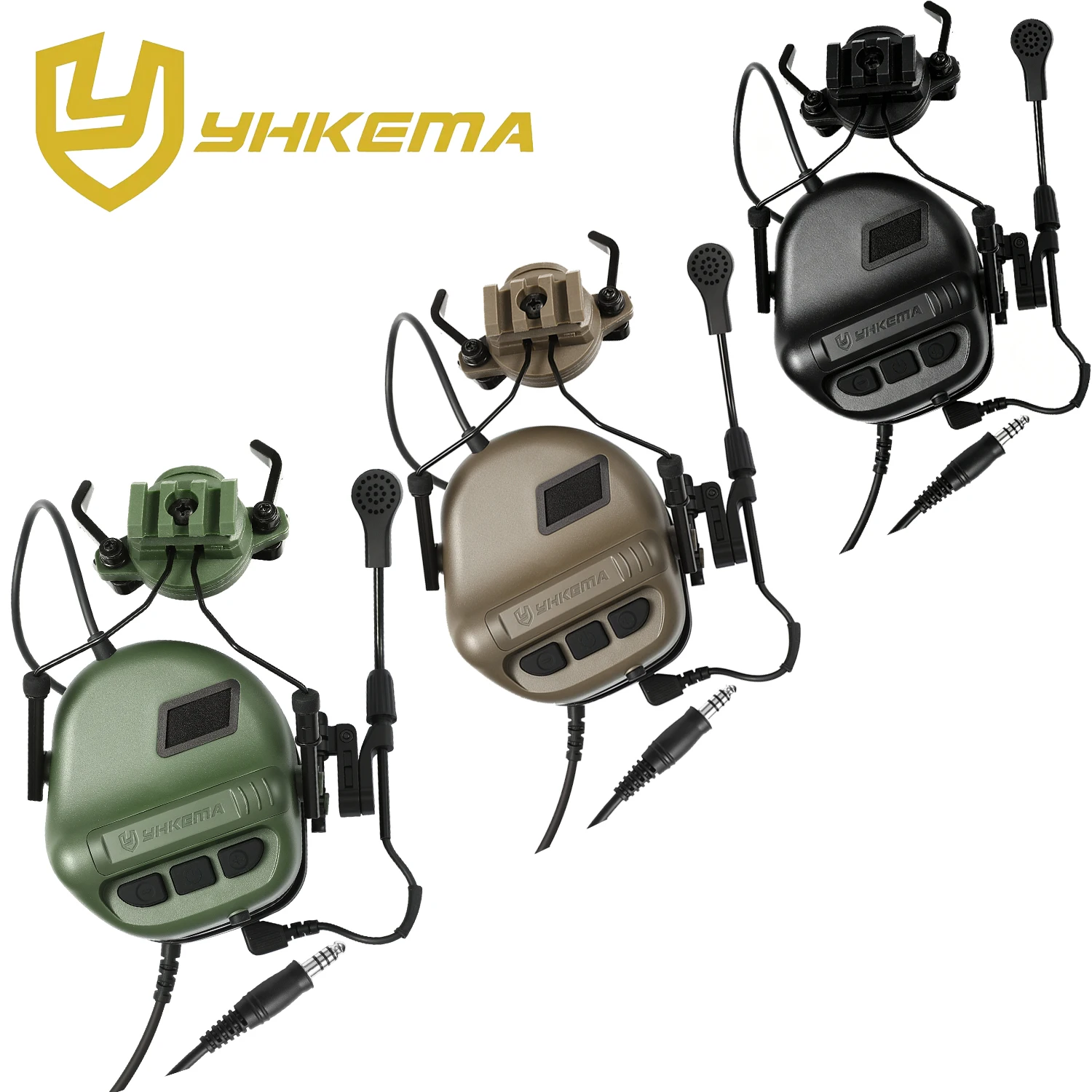 

YHKEMA Helmet Rail-Mounted Tactical Communication Headset - 6x Sound Amp DSP Noise Canceling for Shooting Hunting