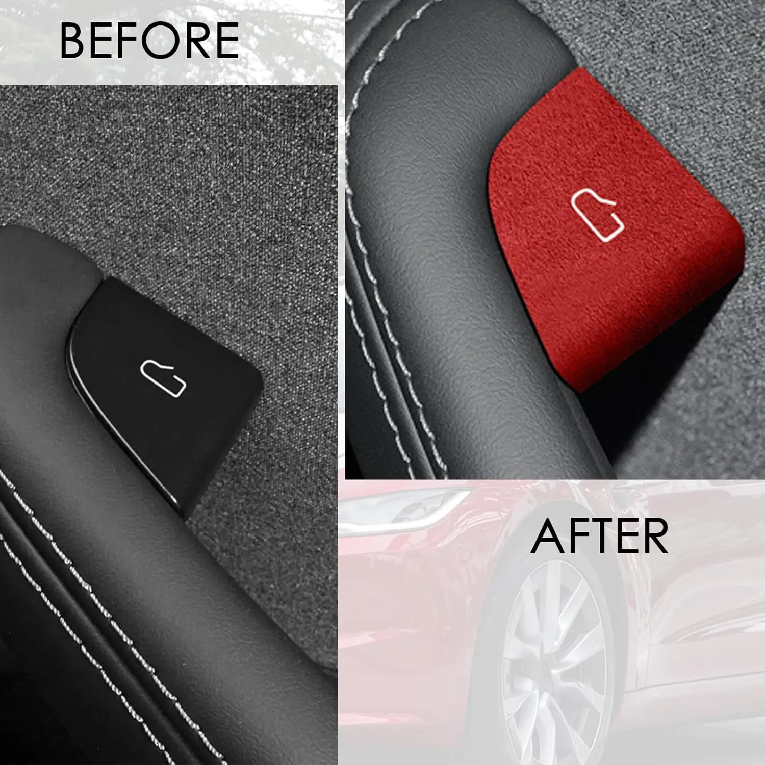 For Tesla Model 3 Y Highland Juniper 2025 Car Interior Suede Door Switch Button Trim Stickers Patch Trim Cover Accessories 썸네일 5