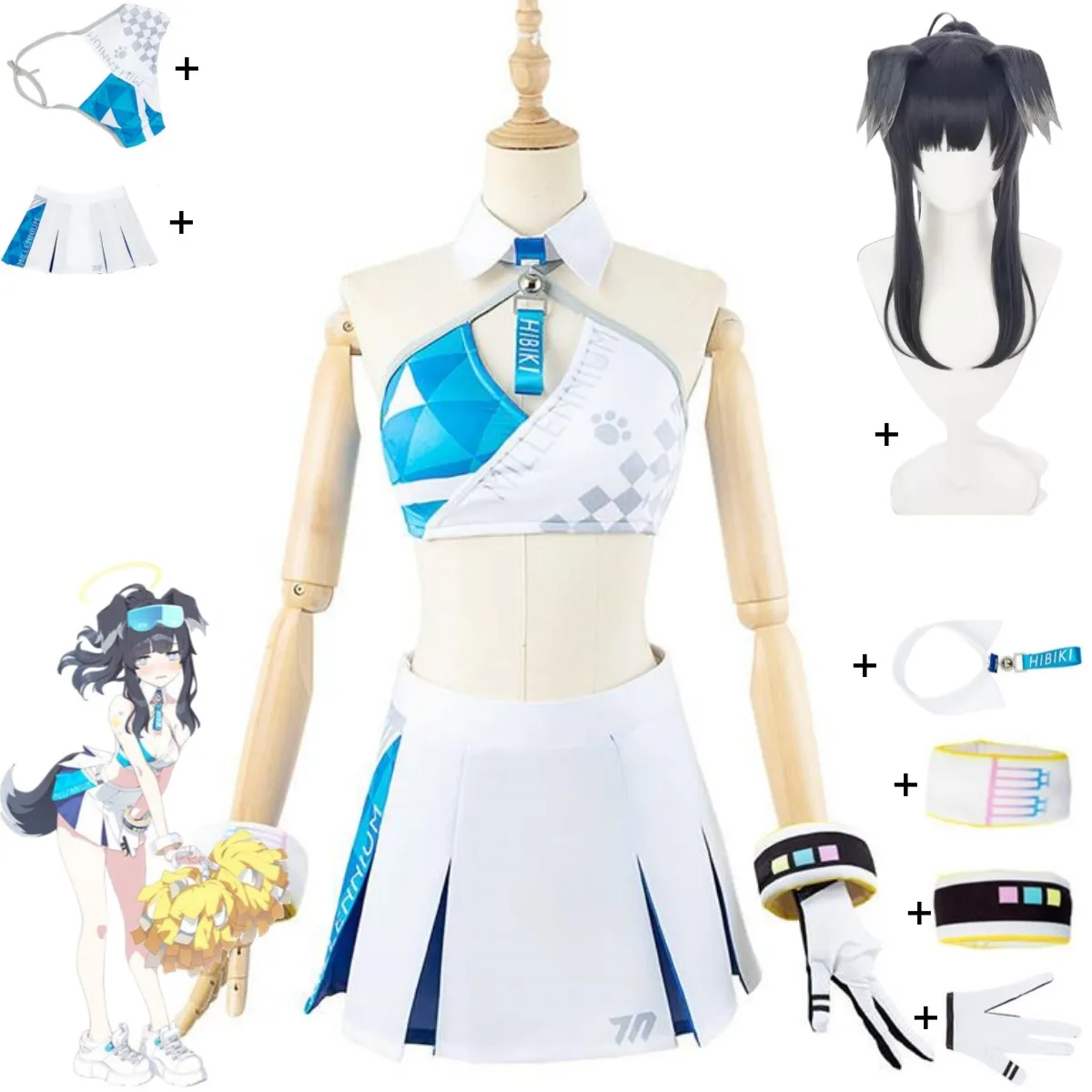 Game Blue Archive Nekozuka Hibiki Cosplay Costume Wig Anime Project MX Millennium Science School Sexy Woman Uniform Halloween