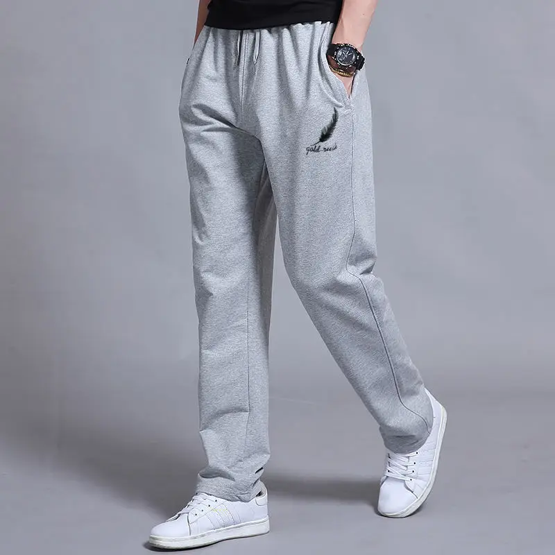 

Fashion Loose Elastic Waist Spliced Pockets Printed Pants Men's 2023 Autumn New Oversized All-match Solid Color Casual Pants