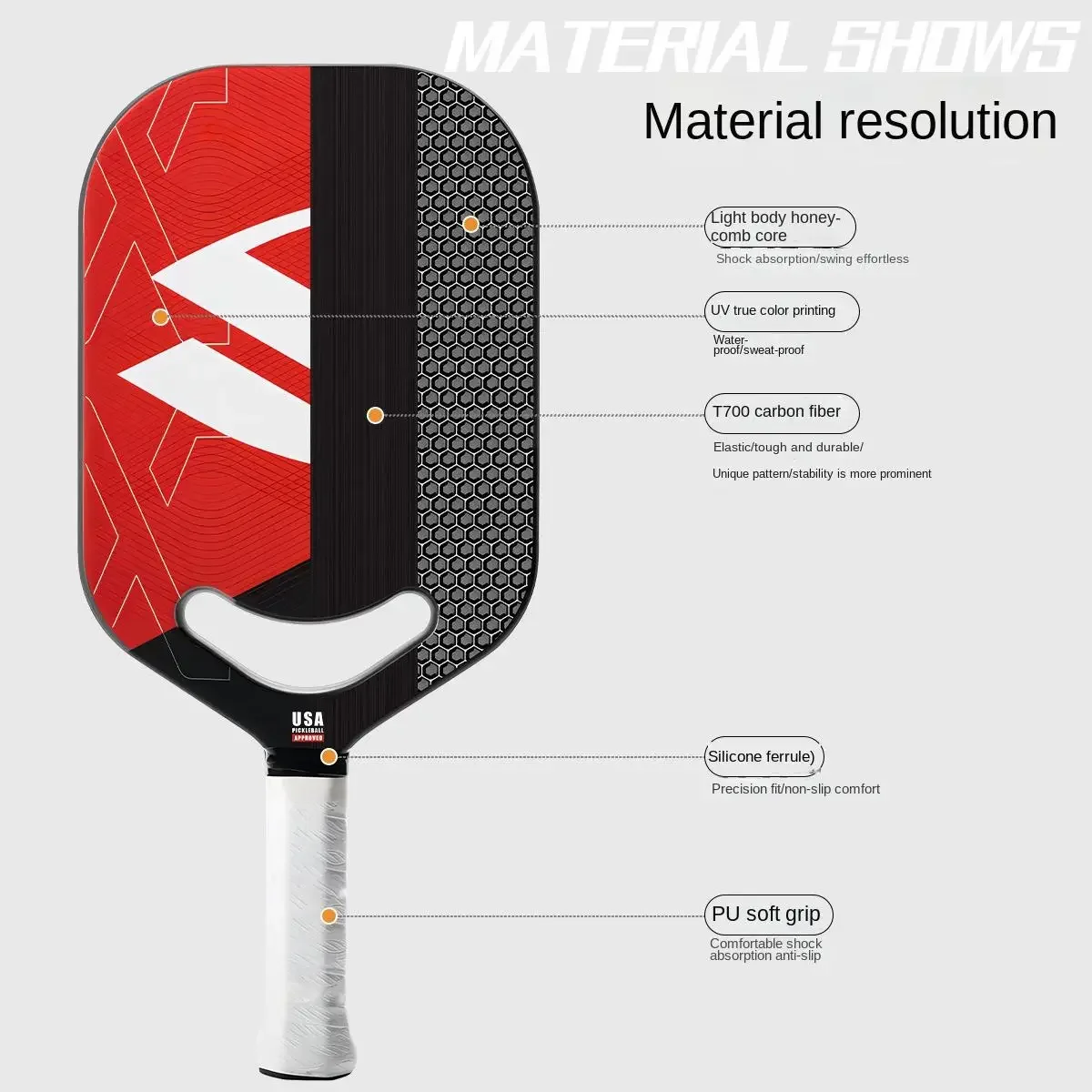 18k Pickleball Sweet Spot Training Paddle Trainer Paddle Pickleball Racket Ripple 3d OEM 40 Adults PP Honeycomb Core 1pcs