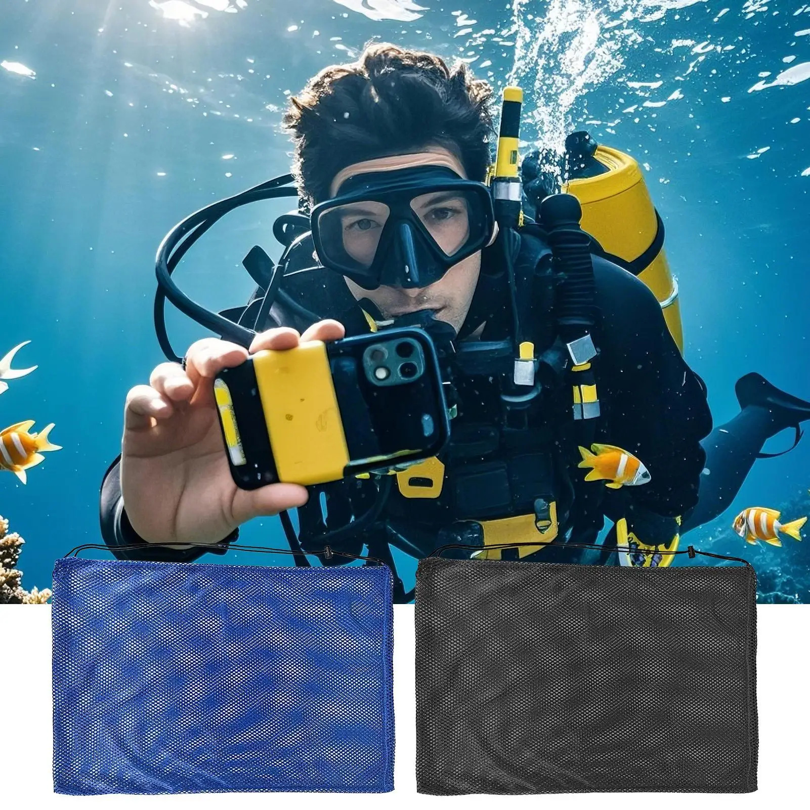 

Сетчатая пляжная сумка, пляжная сумка на шнурке, 68x48 см, органайзер для снаряжения для подводного плавания, аксессуары для дайвинга, оборудование для ласт