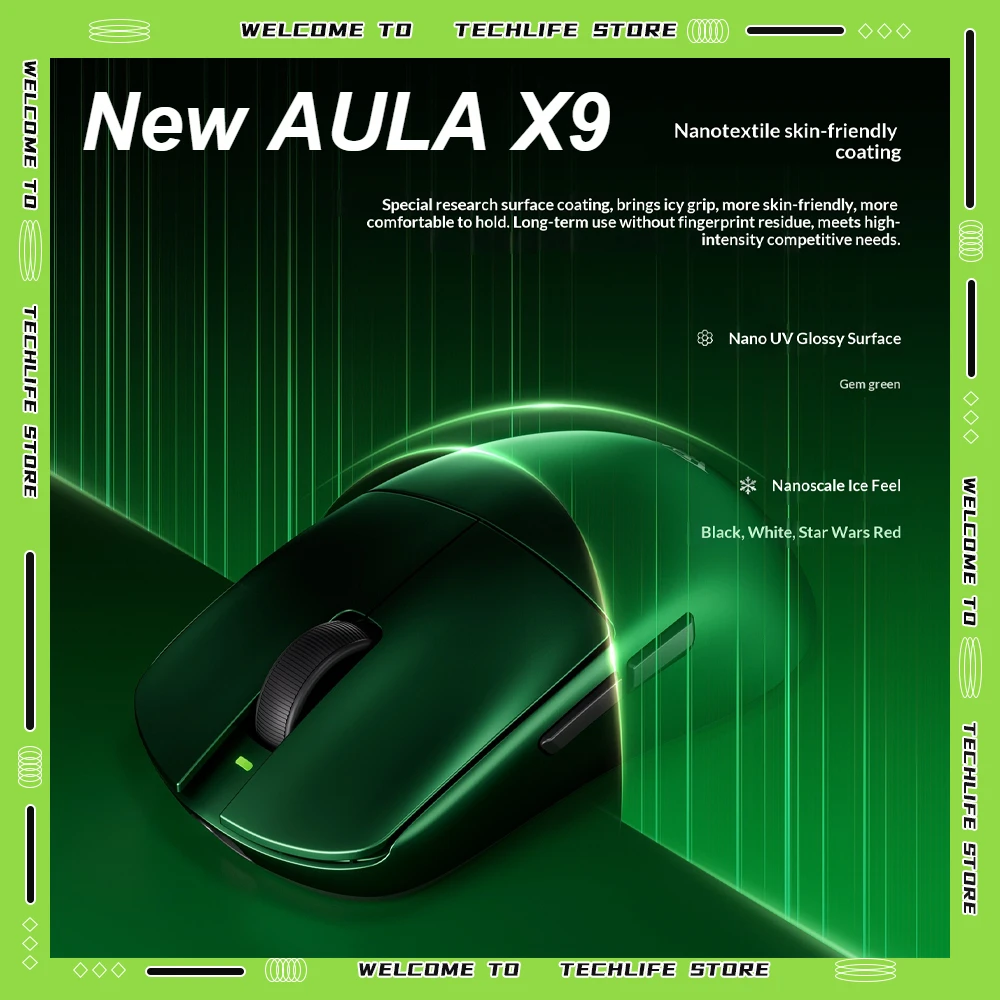 

AULA X9 Ultra Wireless Gaming Mouse PAW3950 Sensor Tri Mode Bluetooth 2.4G Lightweight Ergonomic Esports Mouse PC CS2 FPS Gamers