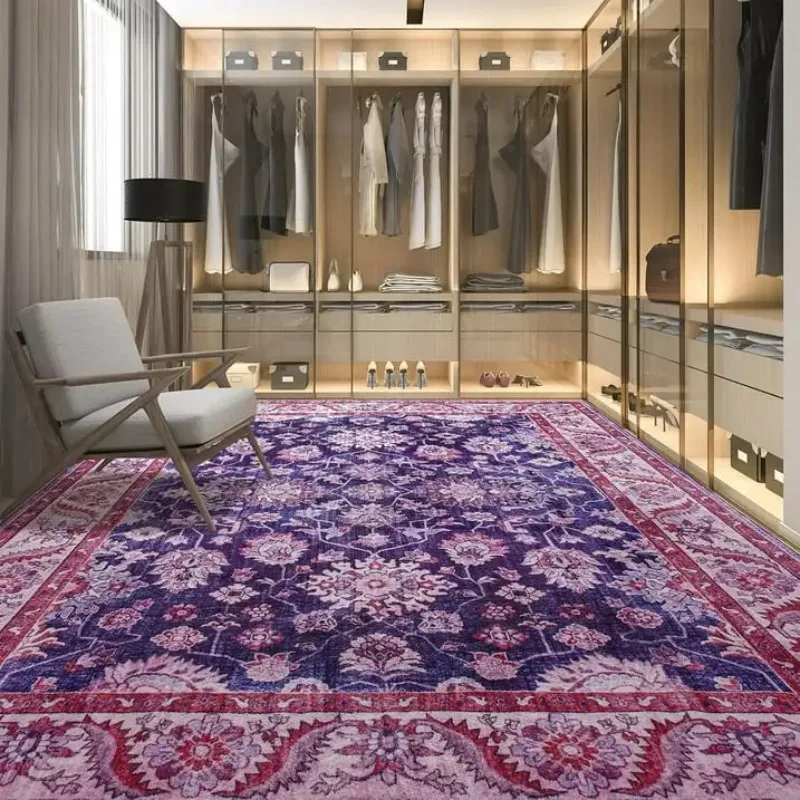 New Vintage Floral Rugs Soft Accent Front Mat Large Area Rug Fluffy Carpet for Bedroom Living Room Home Decor Floor Mat