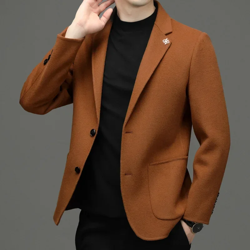 YF27 Autumn/Winter Men's Thickened Double-sided Wool Coat Short Business Casual Western Garment Jacket