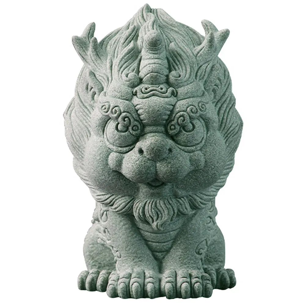 Handcrafted Sandstone Pixiu Tea Pet Statue Lucky Animal Decoration for Living Room Bedroom Desk Fish Tank Car Interior Stone