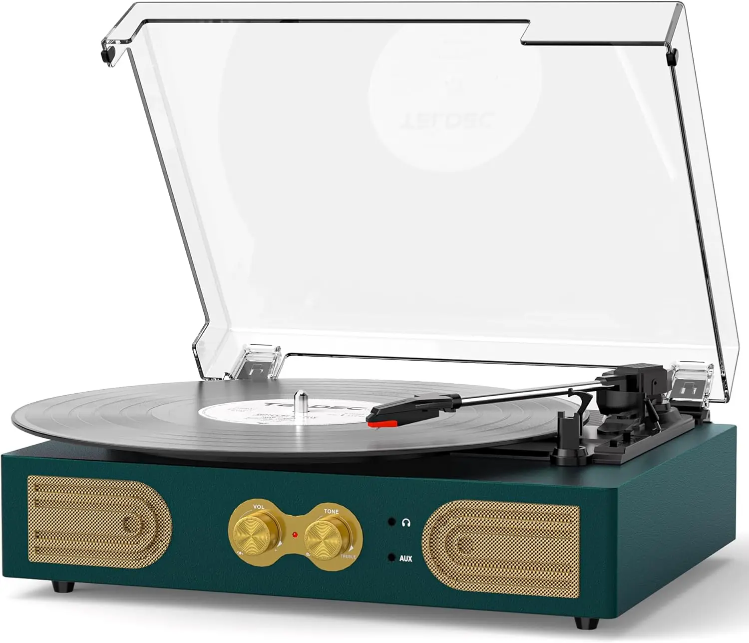 

Vintage Turntable with Bluetooth, Built-in Speakers, 3-Speed Playback, Bass/Treble Control - Green