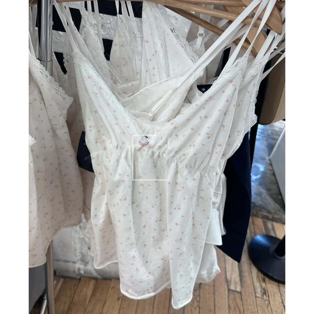 BM American Sle Spicy Girl Floral Lace Trim Csole Vest Dames Slim Fit Inner Wear Basislaag ort Top