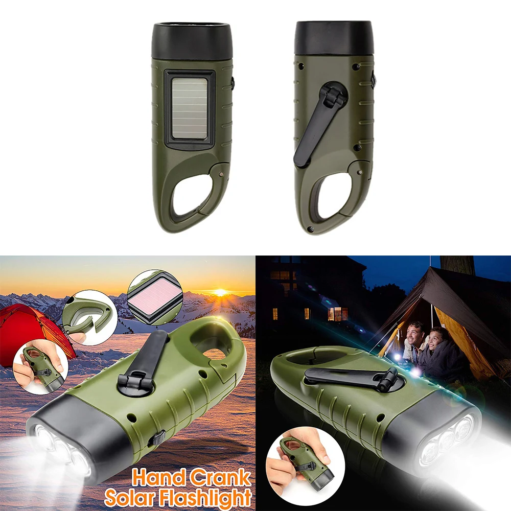 Potente linterna LED de mano con manivela, equipo de supervivencia al aire libre, recargable, carga Solar, para pesca, canoa y senderismo