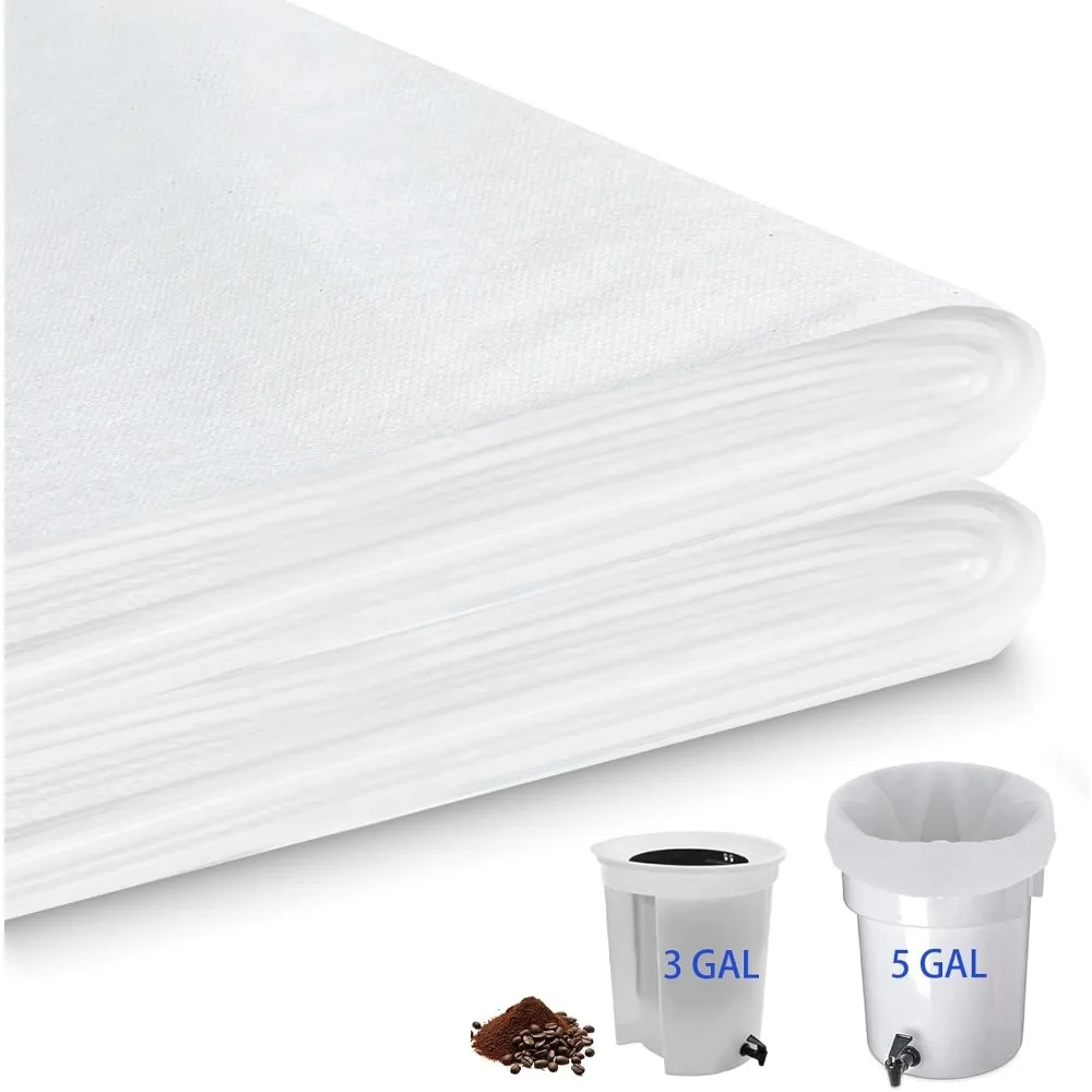 

50 Commercial Cold Brew Coffee Filters for 5-Gallon Buckets, Disposable with Drawstring, No Tear or Sediment
