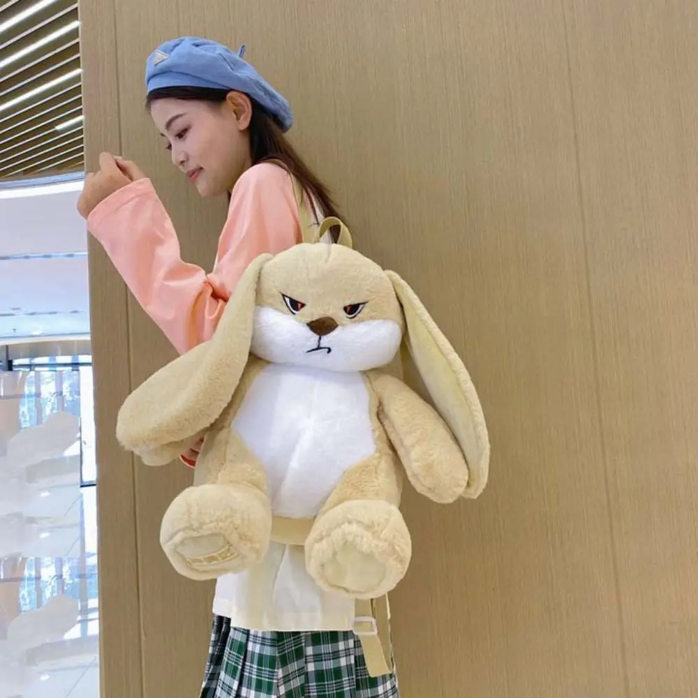 Long Ear Rabbit Anger Bunny Plush Backpack Cute Animals Stuffed Doll Long Ear Rabbit Plush Backpack 35cm Backpack