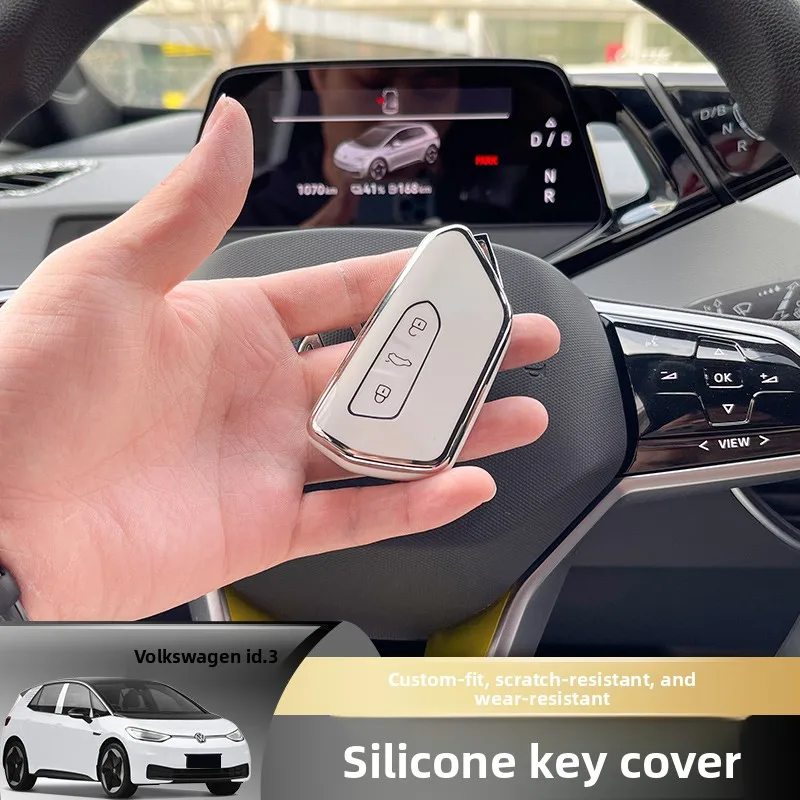 

Car Key Case Key Protective Case TPU Silicone Material Key Cover Golf Decoration Accessories for Volkswagen ID.3 ID.4CROZZ