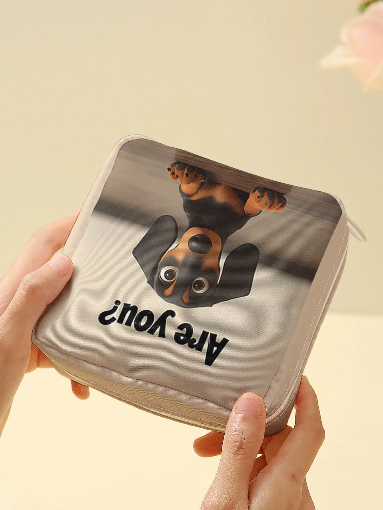 1pc, Dachshund Printed Sanitary Napkin Storage Bag Portable Mini Makeup Pouch suitable for Daily Travel Shopping