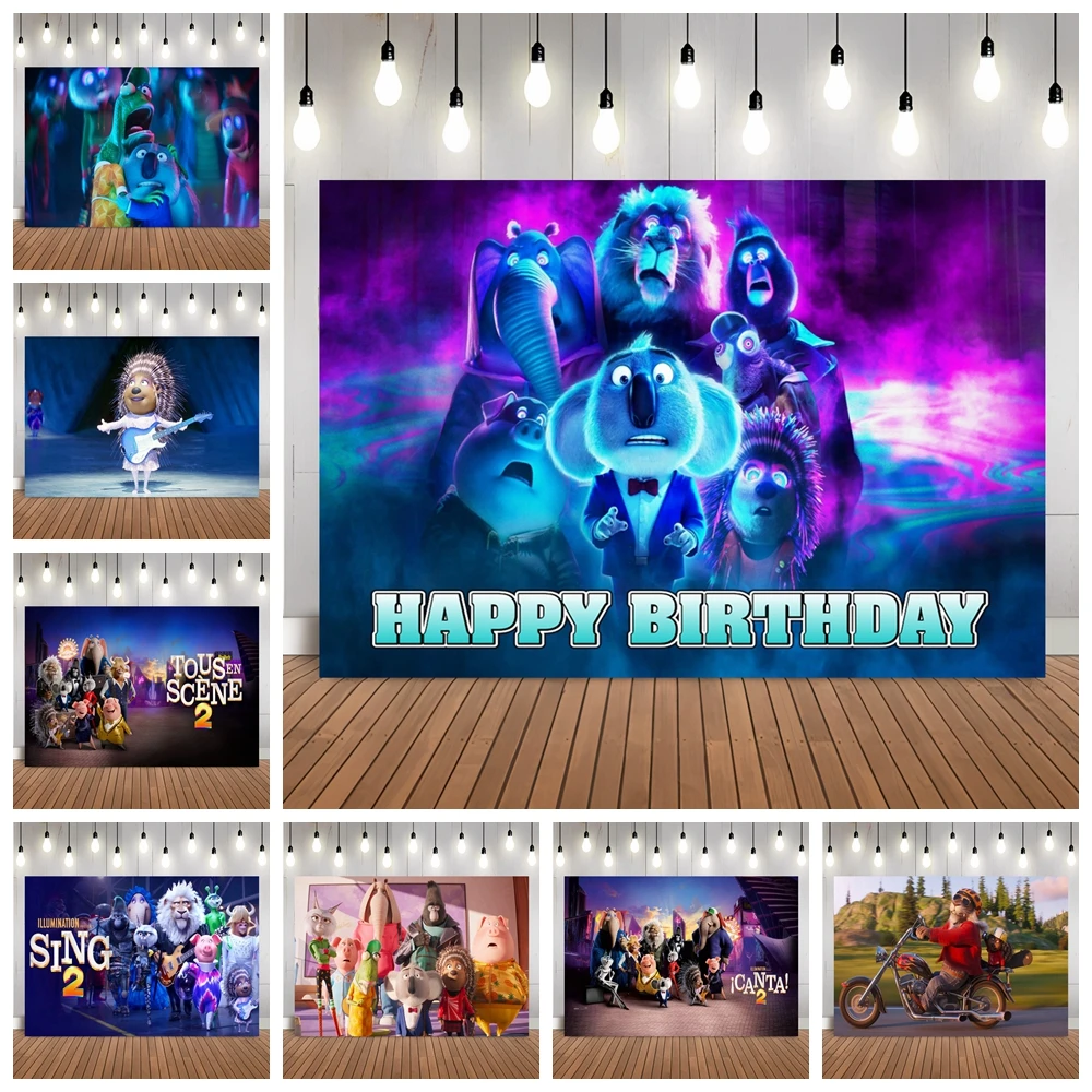 

Sing 2 Movie Animal Sing Theme Birthday Party Baby Shower Backdrop Photography Studio Decoration Custom Supplies Background