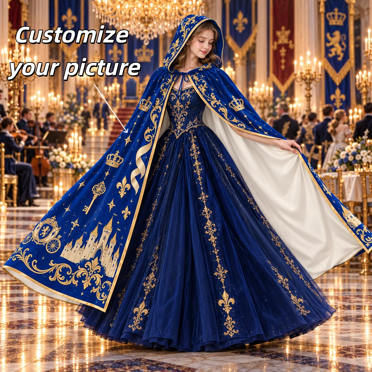 Custom Youth Hooded Cloak Crystal Super Soft Cape Personalized for Themed Party Costume Halloween Cosplay
