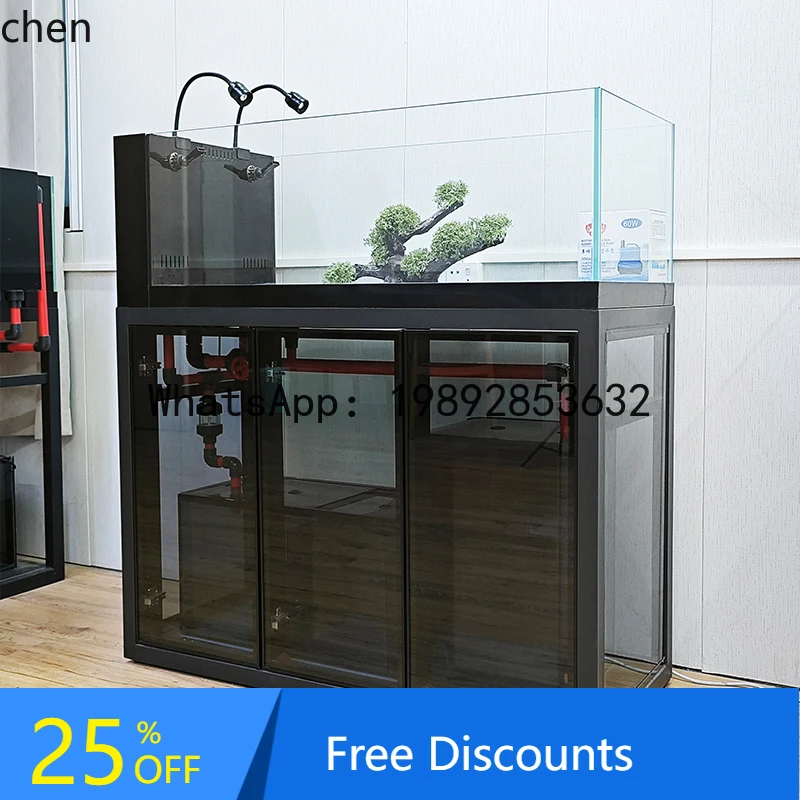 

F1 household original ecological stream , living room wild mining fish tank, ultra-white landscaping bottom filter fish tank