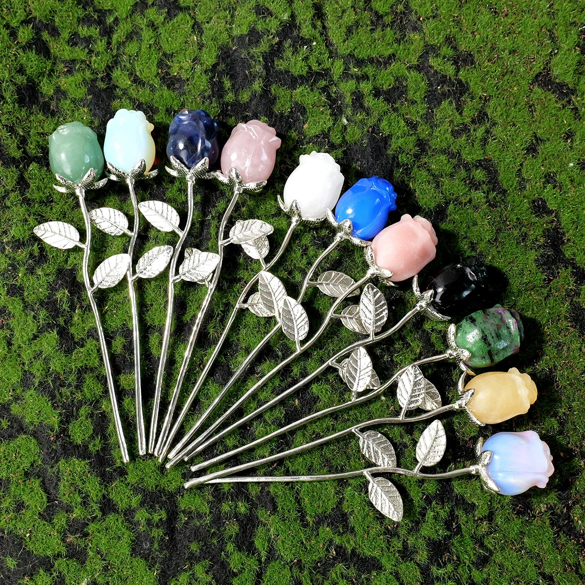 1pc Natural Crystal Raw Stone Semi Precious Stone Rose Decoration Valentine's Day Wedding Decoration Crystal Crafts Gift