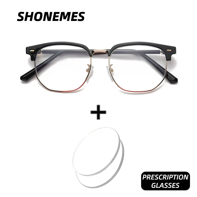 

SHONEMES многоугольные очки по рецепту, стильные мужские и женские очки в полурамке, оптические анти-синий свет, фотохромные очки для близорукости