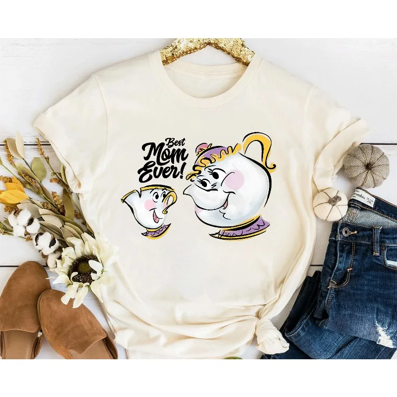 

Disney Beauty and The Beast Chip Mrs. Potts Best Mom T-shirt, Mother's Day Gift, Disney Park Family Vacation T-shirt