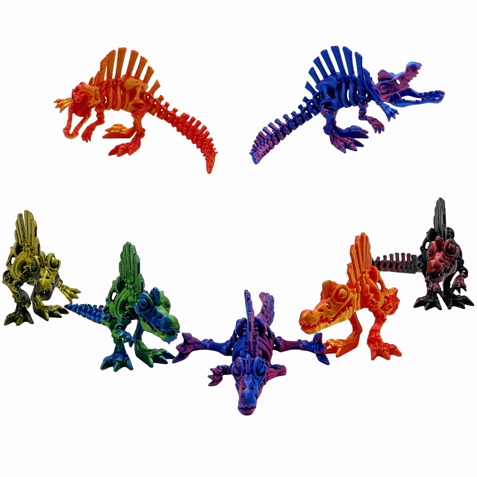 3/5-teiliges Set 3D-gedruckter 15cm Spinosaurus, verschiedene Farben, bewegliche Gelenke, kann stehen und liegen, für Zuhause, Party, Feiertage