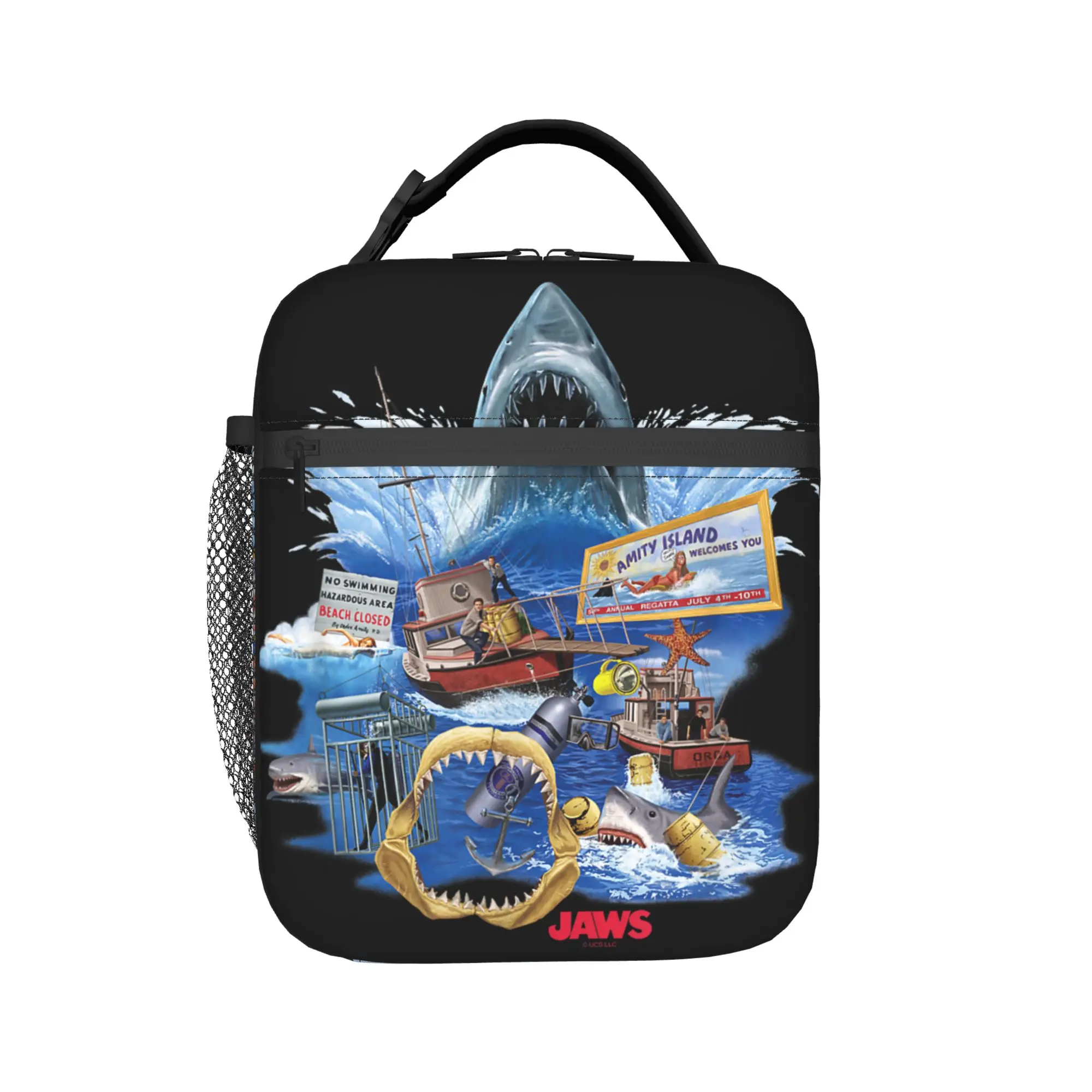 Jaws Film Poster Lunch Bag  Travel Lunch Box For Child  Casual Print Thermal Tote Handbags Waterproof Portable Cooler Bag