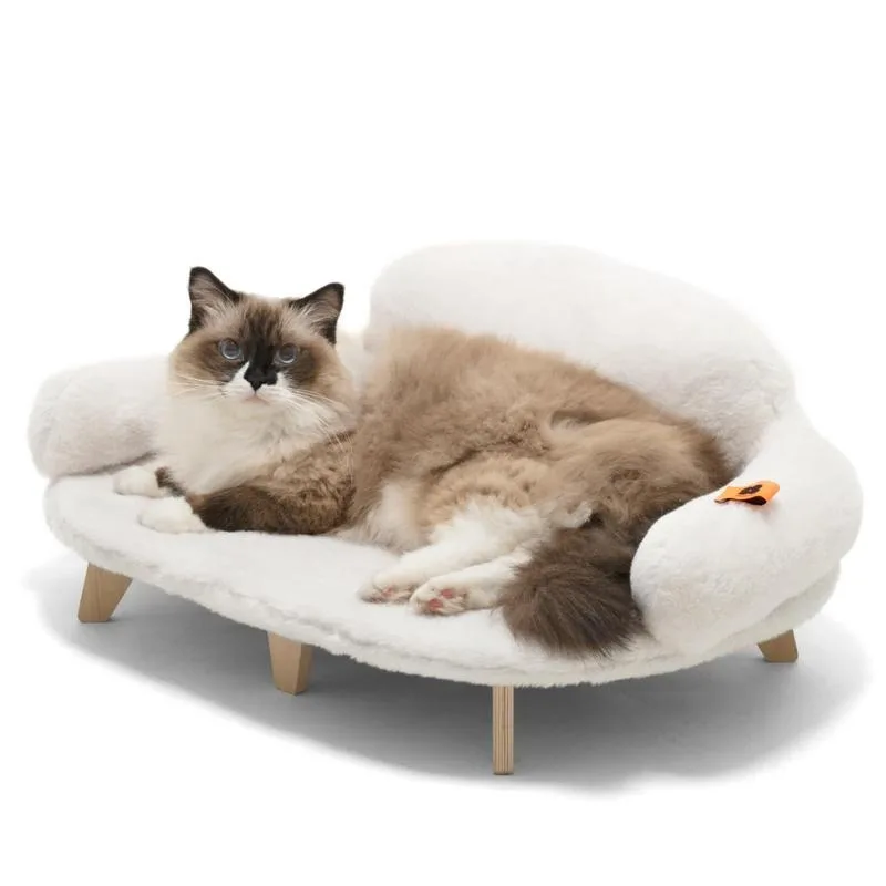 

Bed sofa with Removable Washable Cover,Wooden Pet Sofa Modern Pet Furniture, Elevated Cat Couch for Cats & Small Medium Dogs