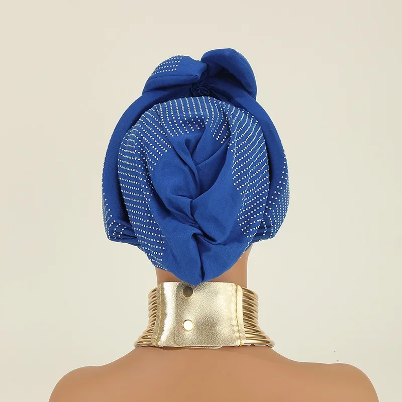 Sweet Bowknot Turban Cap for Woman Full Diamonds African Head Wrap Bonnet Party Headpiece Turbante Mujer Muslim Headscarf Hat