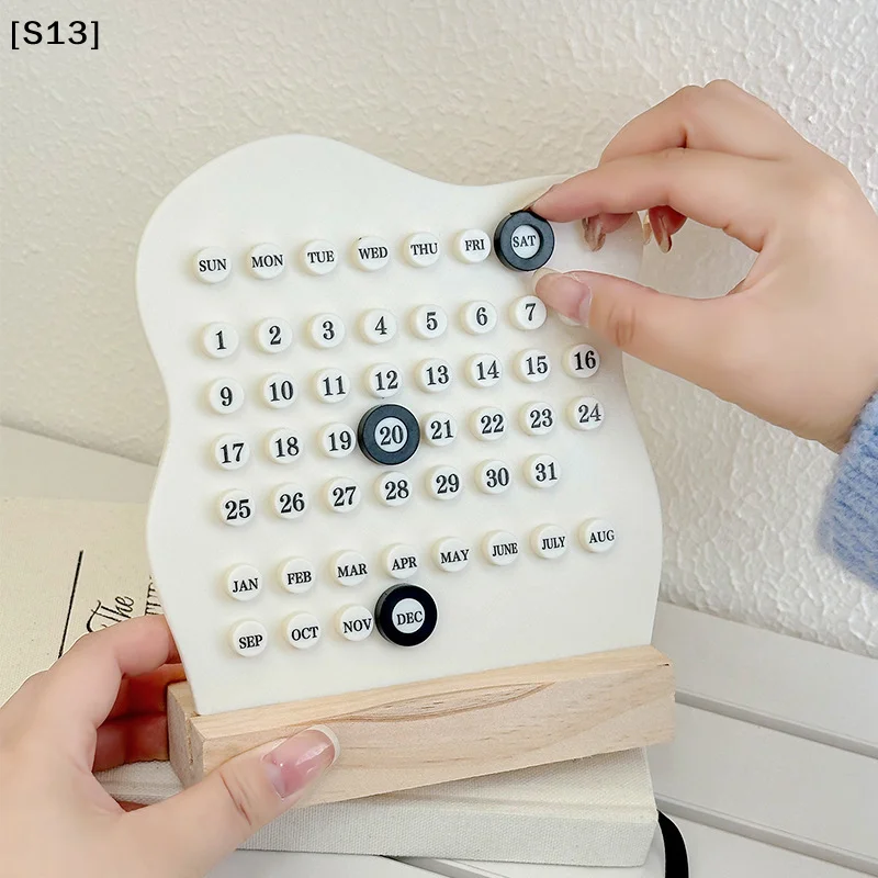 

1pc Wood Perpetual Calendar Montessori Calendar Desk Calendar Adjustable Week Month Date Display Calendar Home Office Desk[S13]