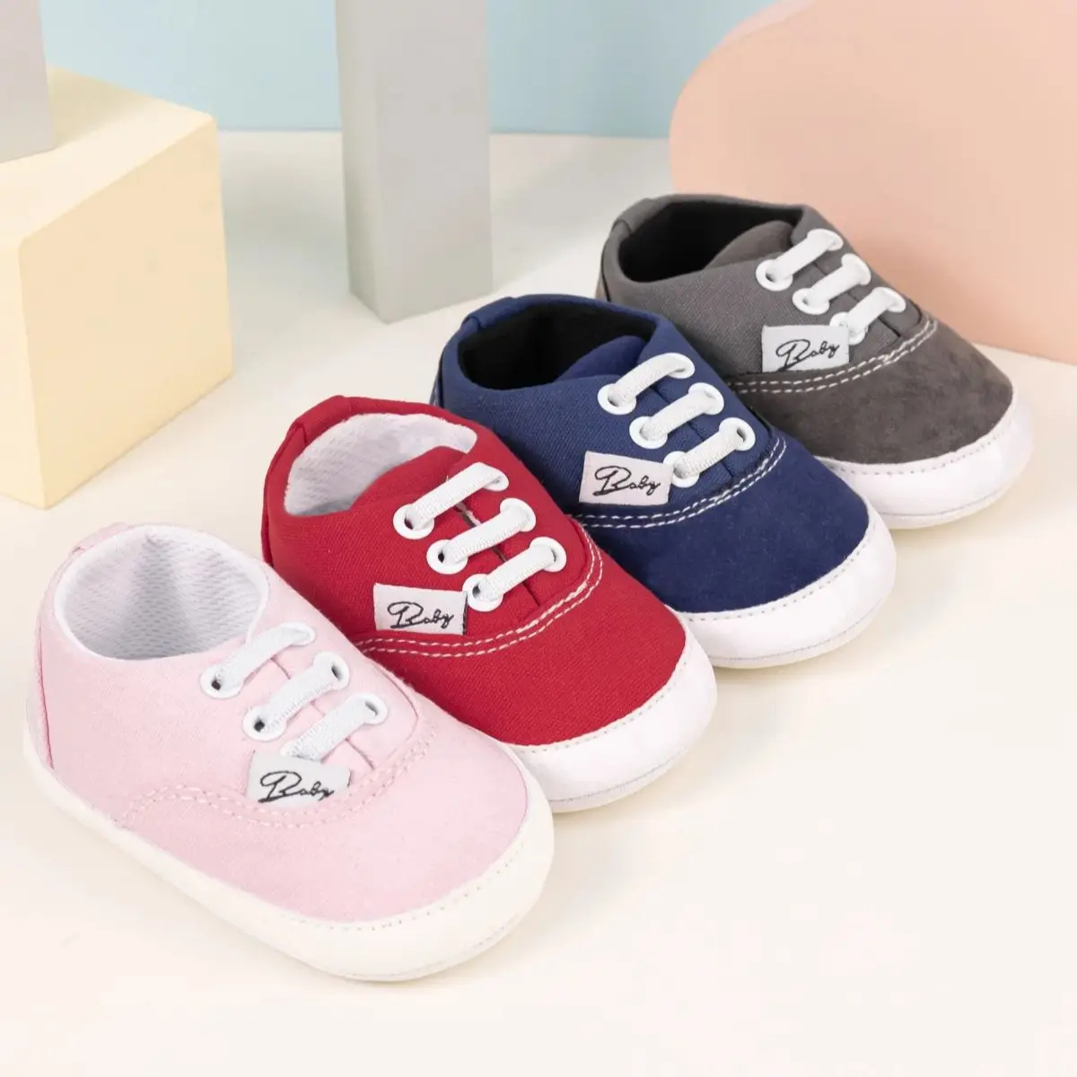 New Baby Canvas Casual Soft Sole Anti-slip PU Material Classic style Suitable For All Seasons Newborn Walking Shoes 6-colors