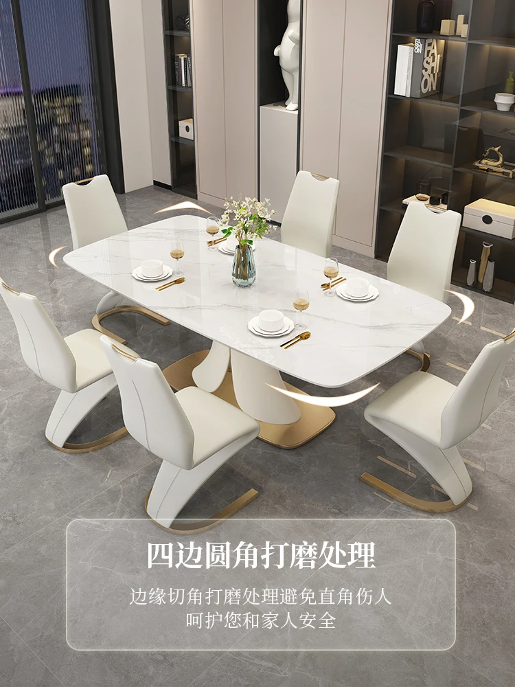 

Slate dining table, high-end dining table, rectangular mermaid dining table and chair combination