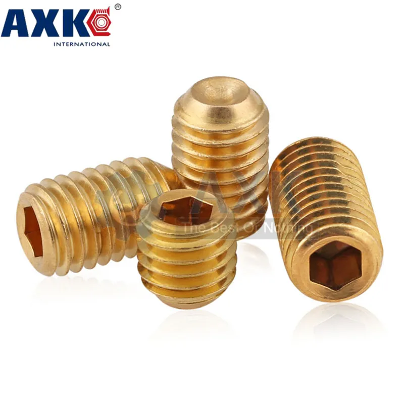 AXK 5-50Pcs DIN916 M3 M4 M5 M6 M8 M10 Hexagon Socket Set Screws With Cup Point Brass Grub Screw Bolts