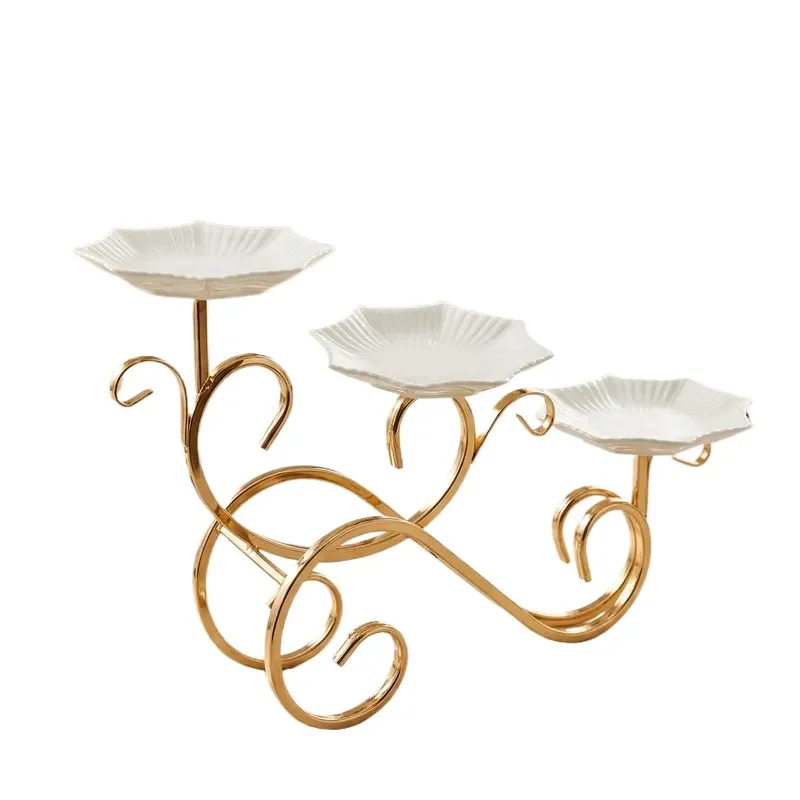 Gold Three Layer Dessert Display Rack for Afternoon Tea Snacks Multi Tier Cake Tray Stand High End Table Decoration Shelf
