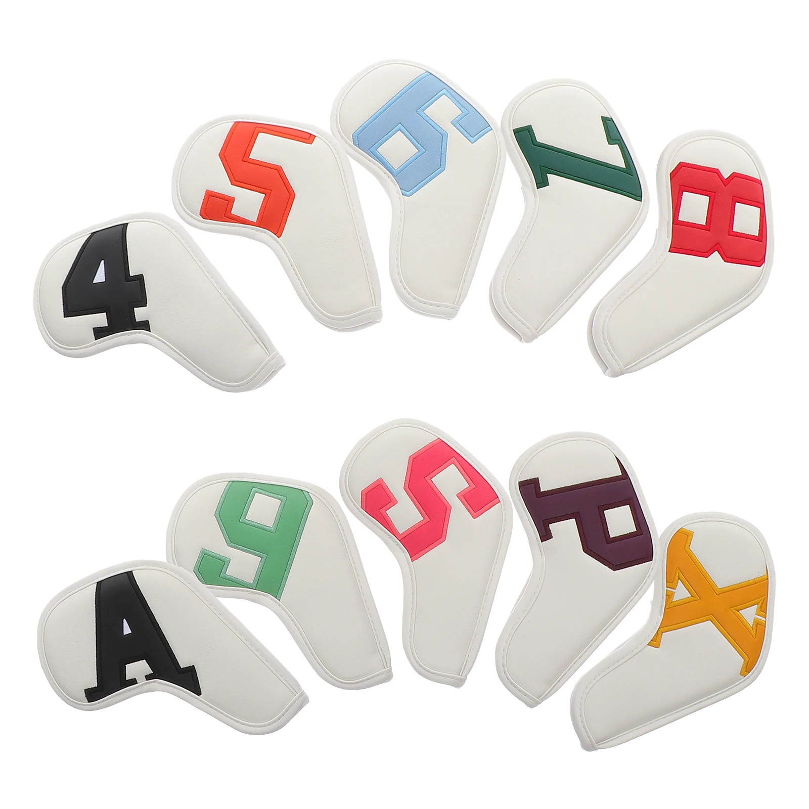 

10 Pcs Golf Club Head Covers Universal PU Putter Sleeve Protective Sports Supplies Golf Rod Iron Vibration Reduction