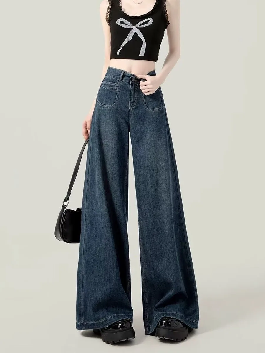 Autumn Spring Women's Clothing Slimming High Waist Baggy Oversize Jeans For Woman Comfortable Casual Loose Fit Denim Trousers