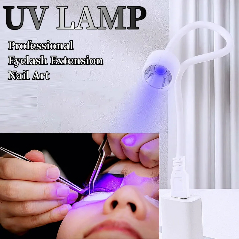 UV LED Eyelash Extension Nail Art Lamp Lash Light Eye Protection Shadowless USB 6W Mini Fast Drying Glue Curing Manicure Tools