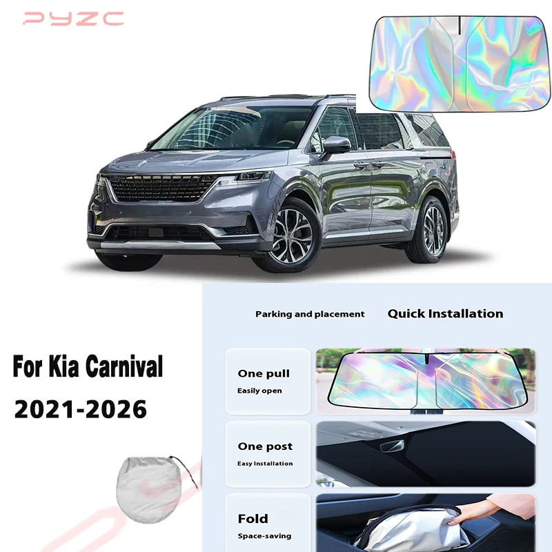 

For Kia Carnival 2021-2026 Car Windshield Sunshade Cover Front Window Sun Shade Visor Auto Interior UV Protection