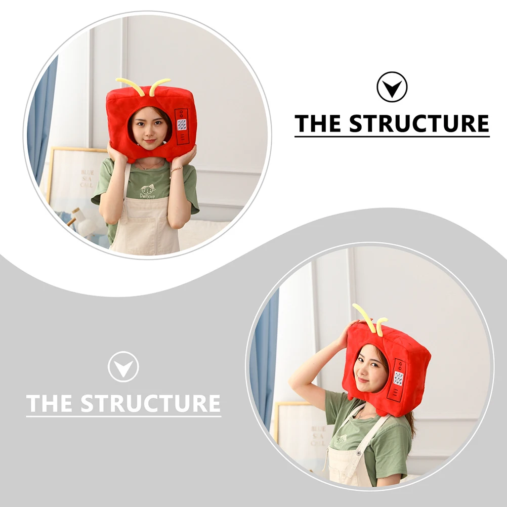 

1Pc Red Cartoon Television Hat Party Cap Cosplay Prop Festival Carnival
