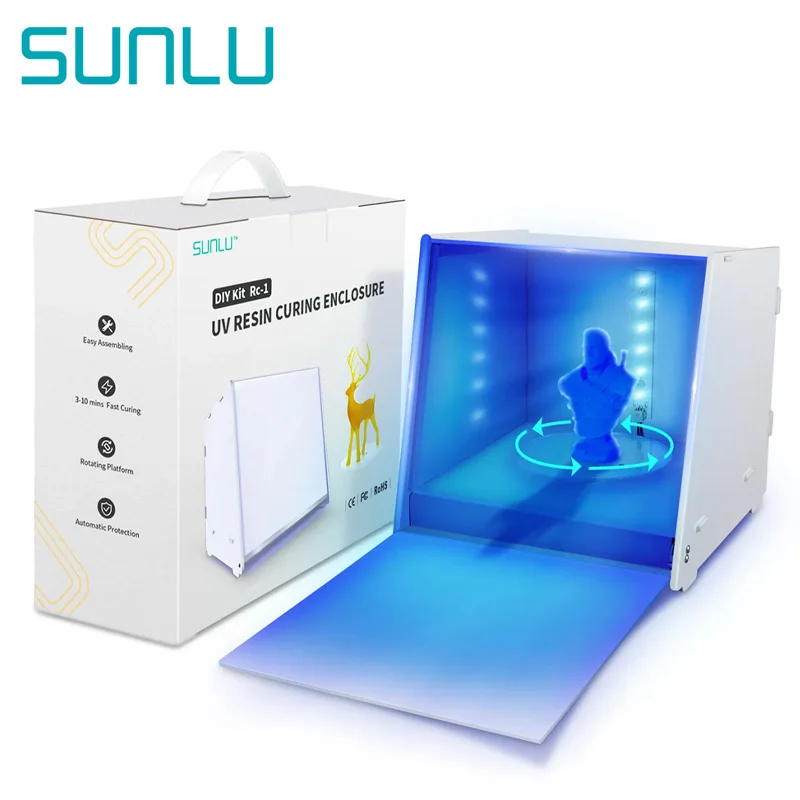 SUNLU Resin Curing Box for LCD DLP SLA Items Desktop Curing Machine 405mm UV LED Lamp Timer Control Resin 3D Printer Accessories