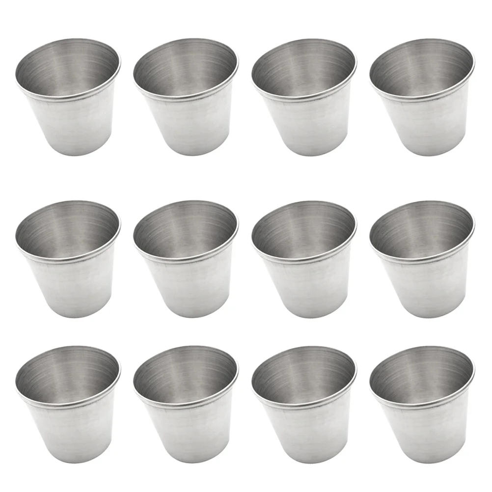 

12 Pcs Mug Stainless Steel Shot Glass Portable Spirits Cup Coffee Tumbler Lens Tea Milk Silver Travel