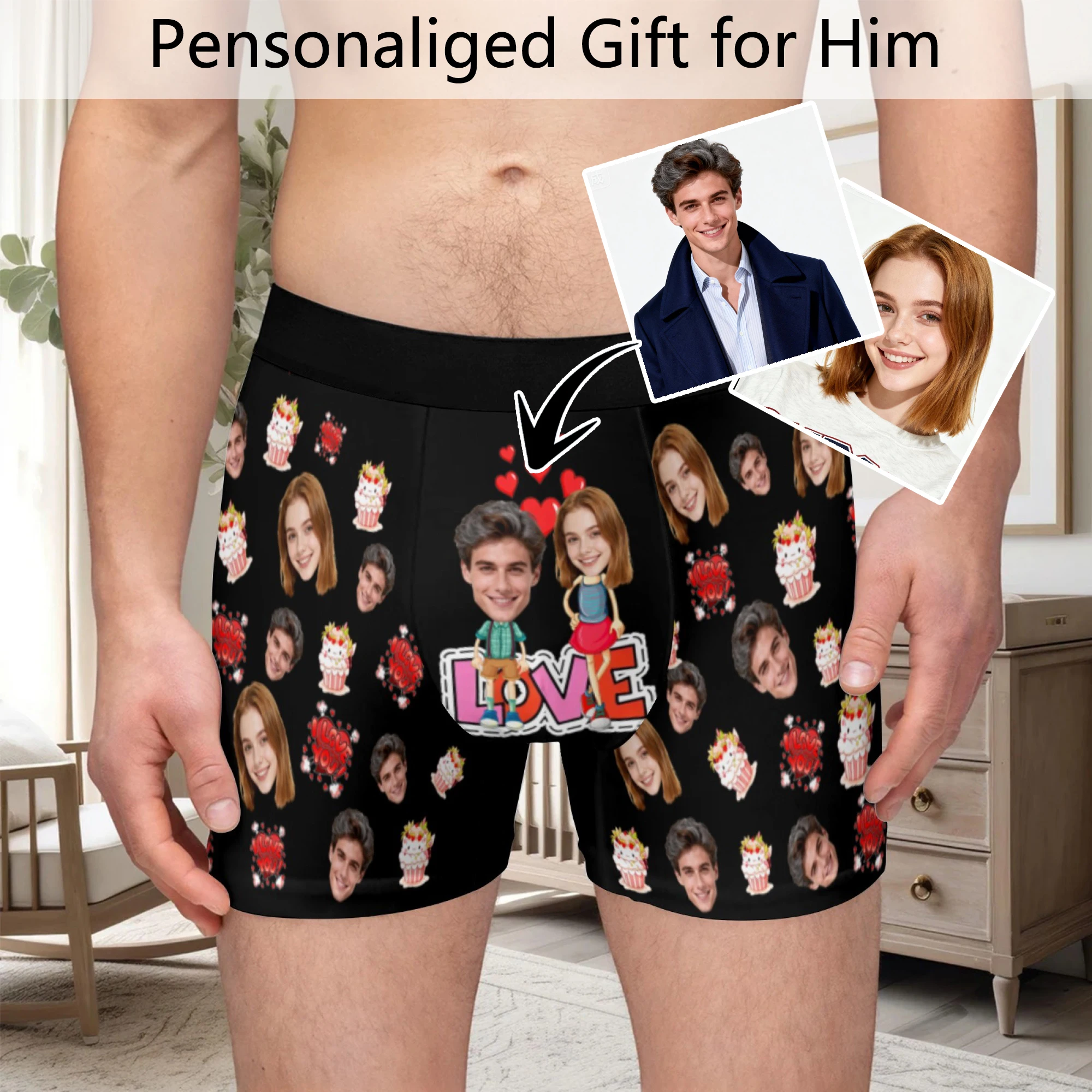 Personalized facial photo customization flat underwear customization men's Valentine's Day gift for husband gift for father