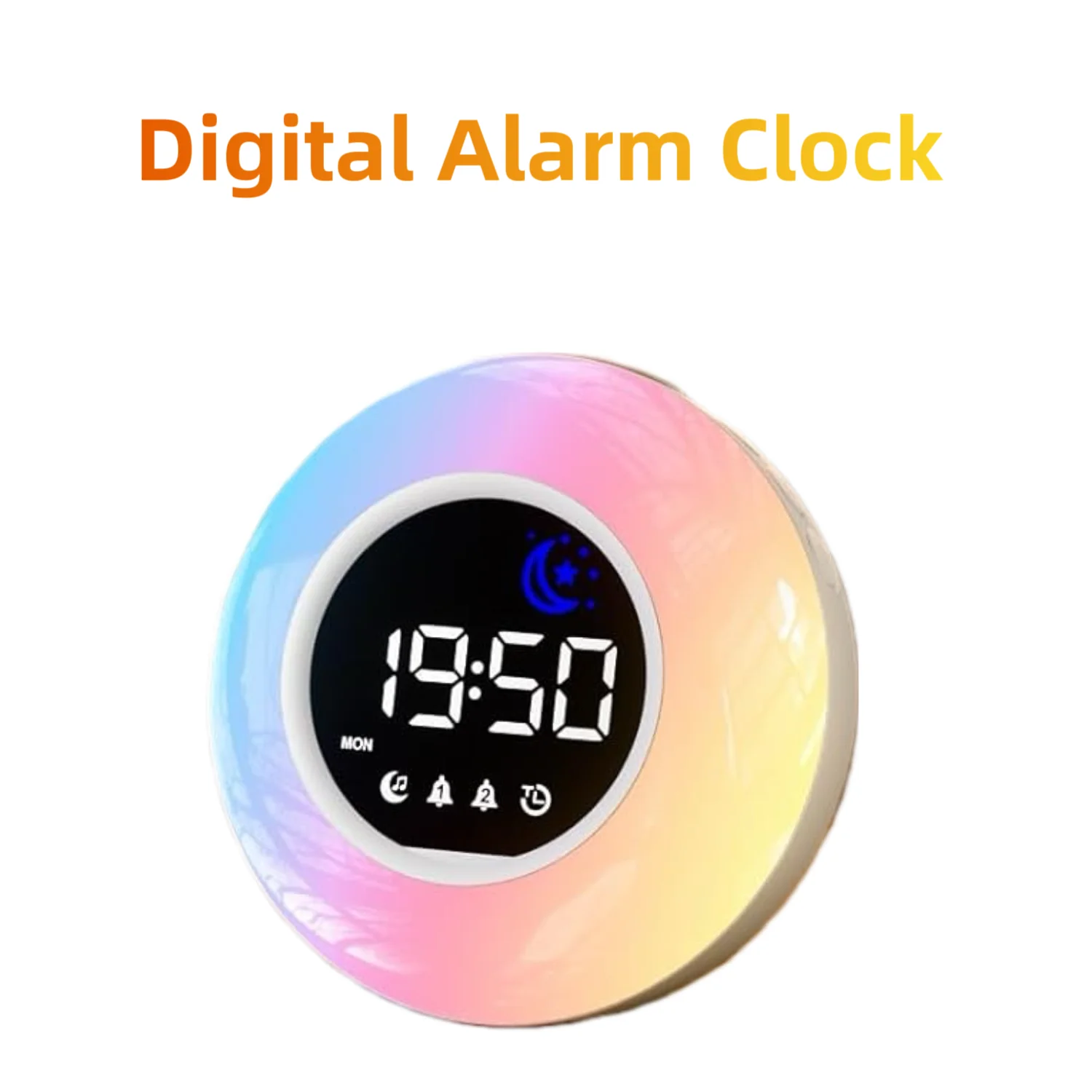 Children's Alarm Clock with Night Light,12 White Noise ,Snooze and Timer ,Adjustable Brightness Digital Alarm Clock for Bedroom