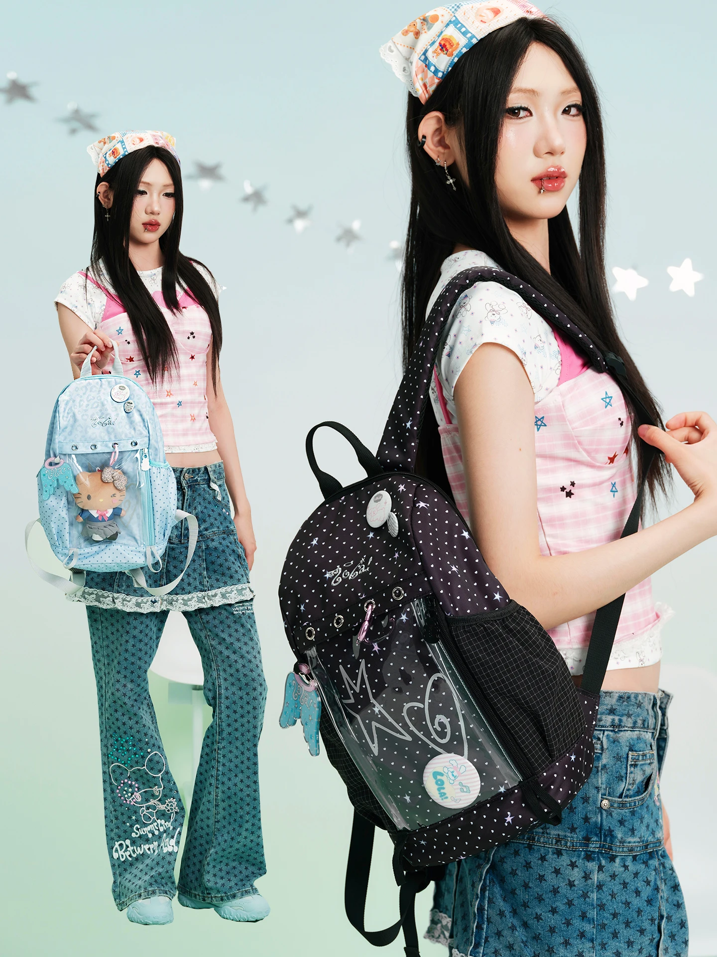  Design Angelins Large Capacity School Backpack for Girls Student Bookbag Campus Backpack Sweet Academy Style Soft Should...