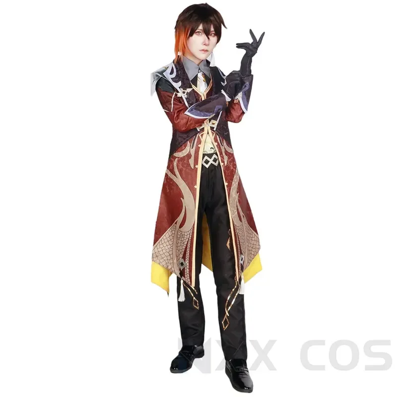 Game GenshinImpact Zhongli Morax Geo Daddy Cosplay Costume Role Play Comic With Uniform Hallowmas Party Wigs Animation Prop