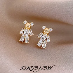 SEWJEW Zircon Bear Earrings for Women Personality Sweet and Cool Style Stud Earring 2025 Wedding Bride Jewelry Girls Gifts