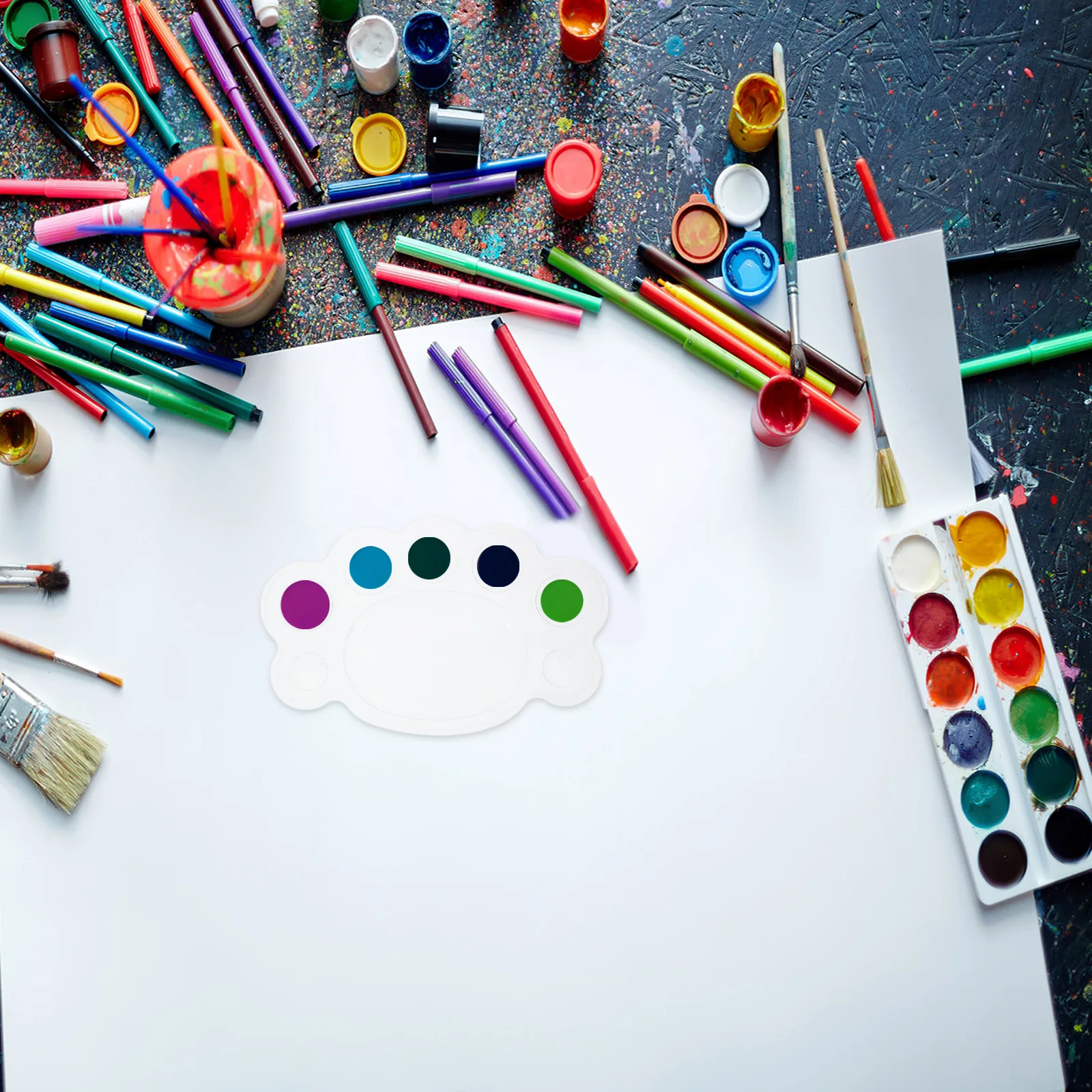

50pcs Disposable Paint Palette Clear Pvc Footprint Color Mixing Tray For Kids Acrylic Watercolor Oil Painting Bulk Durable